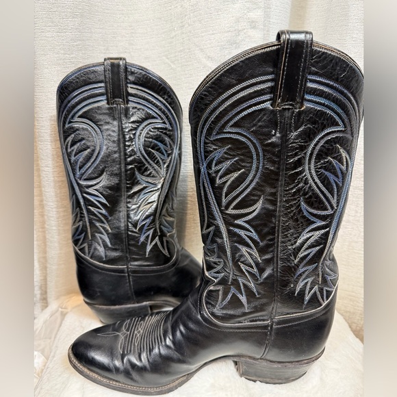 Tony Lama 6238 Men’s 10B Black Leather Cowboy Boots Made in USA Western - Picture 4 of 10